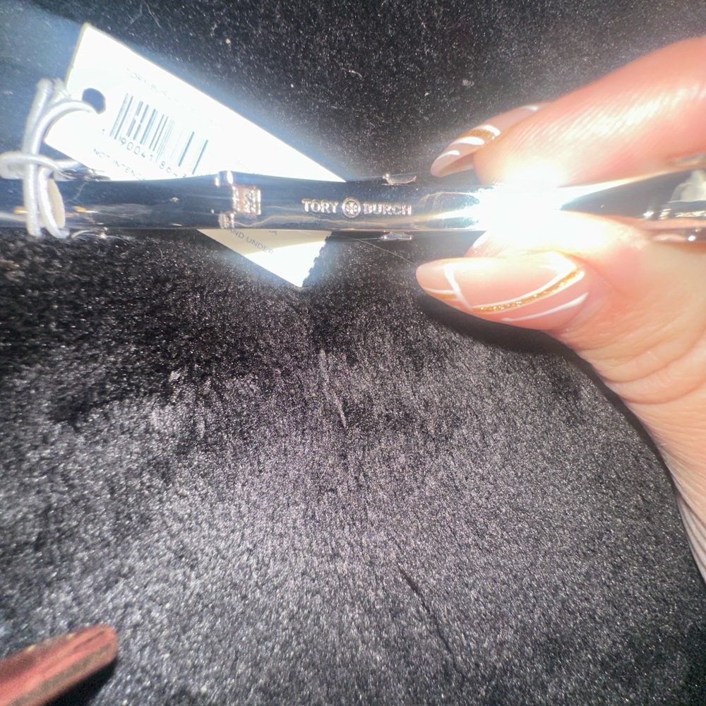 Tory Burch Silver Bangle Logo Bracelet - Picture 3 of 4